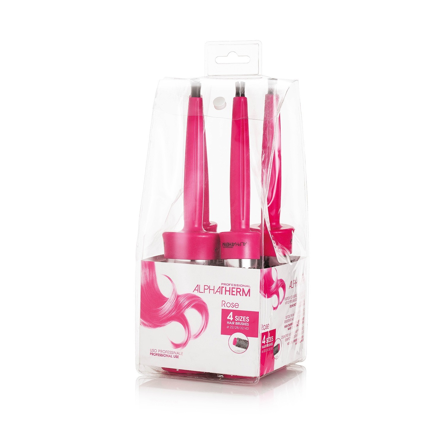 Xanitalia Pro Kit 4 Cepillos Termicos Alpha Thern Negro Rosa