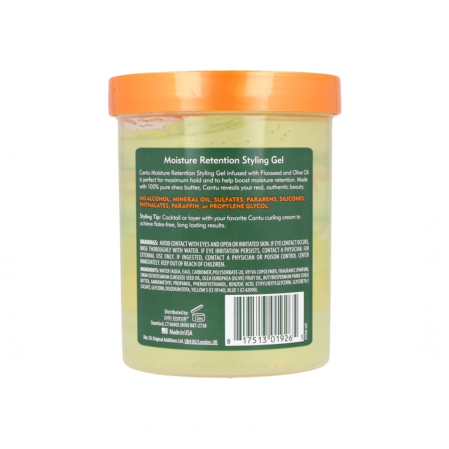 Cantu Shea Butter Styling Gel Con Semilla De Lino + Aceite De Oliva 18,5Oz/524G (Retención de humedad)