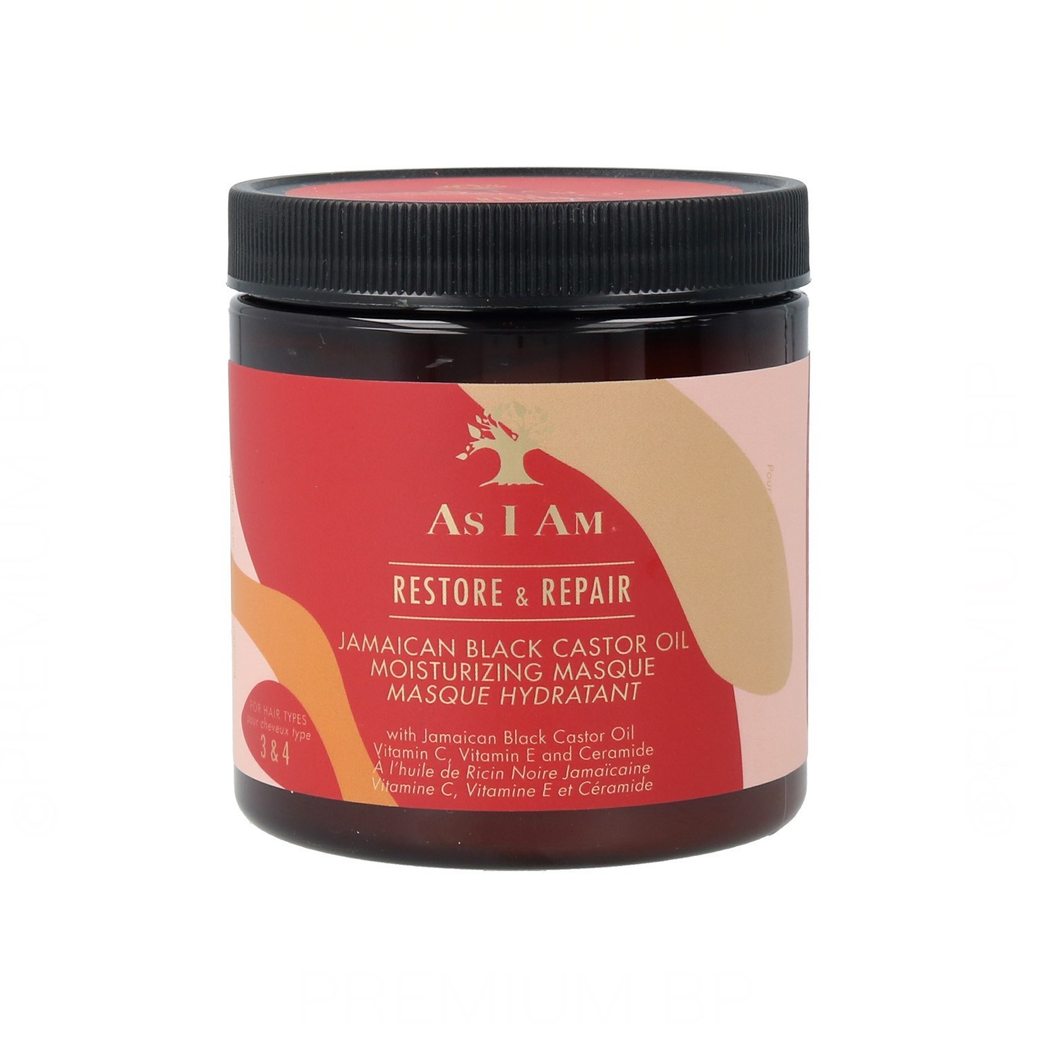 As I Am Restaurar e reparar máscara preta de óleo de rícino jamaicano 227 gr./8Oz