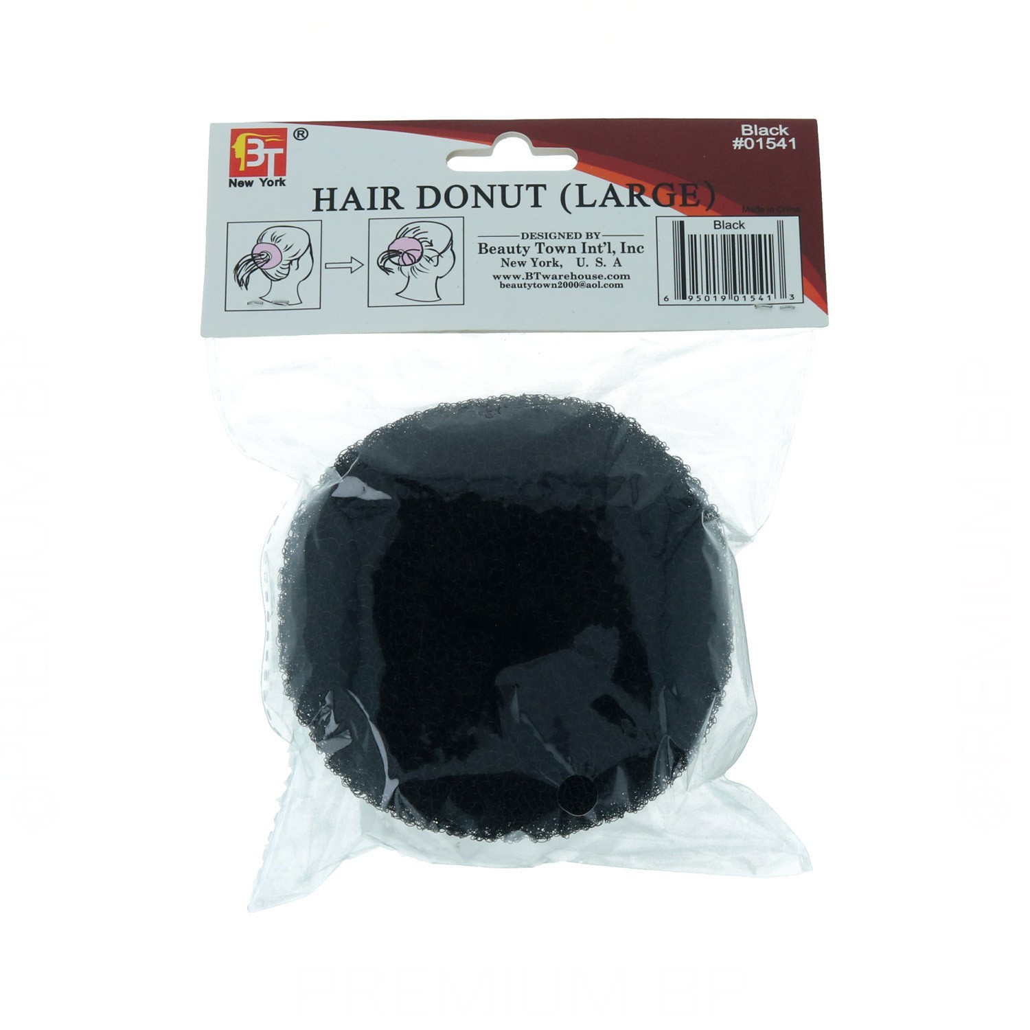 Beauty Town Hair Donut-Farci Bow Long Noir (01541)