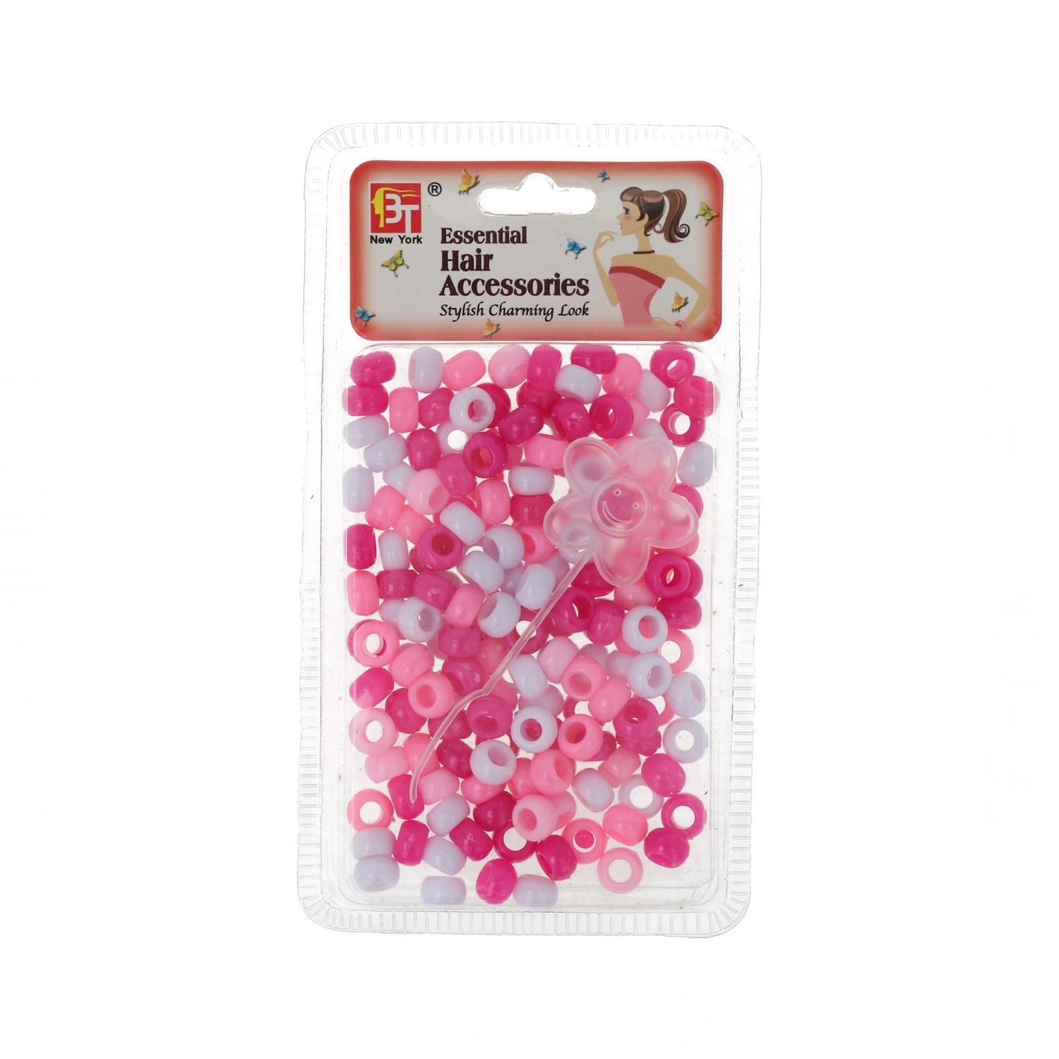 Beauty Town Billes Plastique Rond Petit Multi Rose (07619)