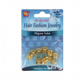 Beauty Town Tubo Filigrana Sfere Metallo 8mm D'Oro (07801)