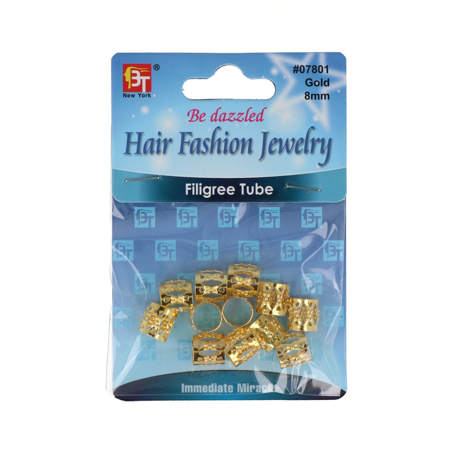 Beauty Town Tubo Filigrana Sfere Metallo 8mm D'Oro (07801)