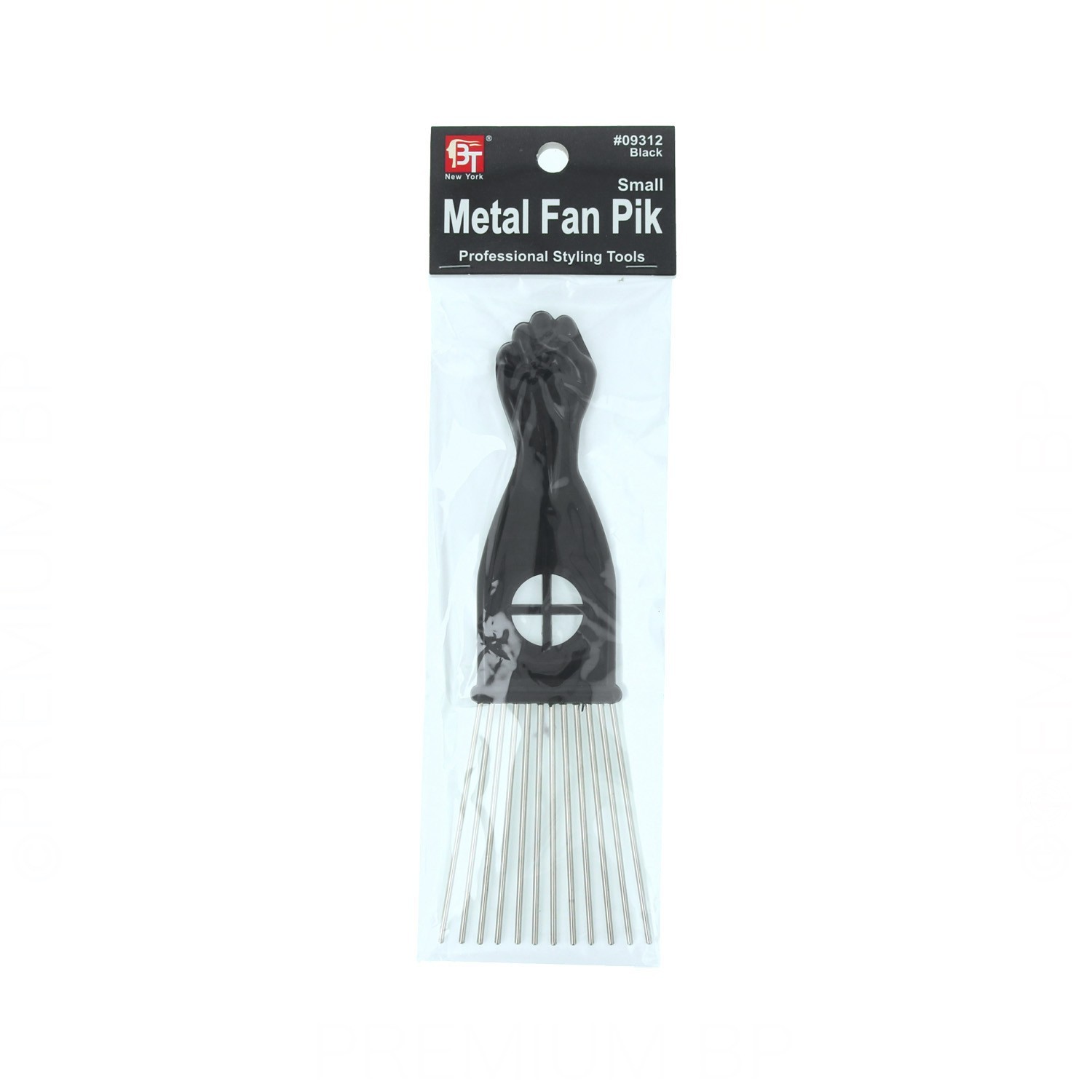 Beauty Town Hair Comb Professional Metal Fan Pik Little Black (09312)