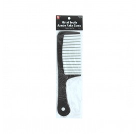 Beauty Town Peine Profesional Jumbo Rake Comb Metal Tooth Negro (09359)