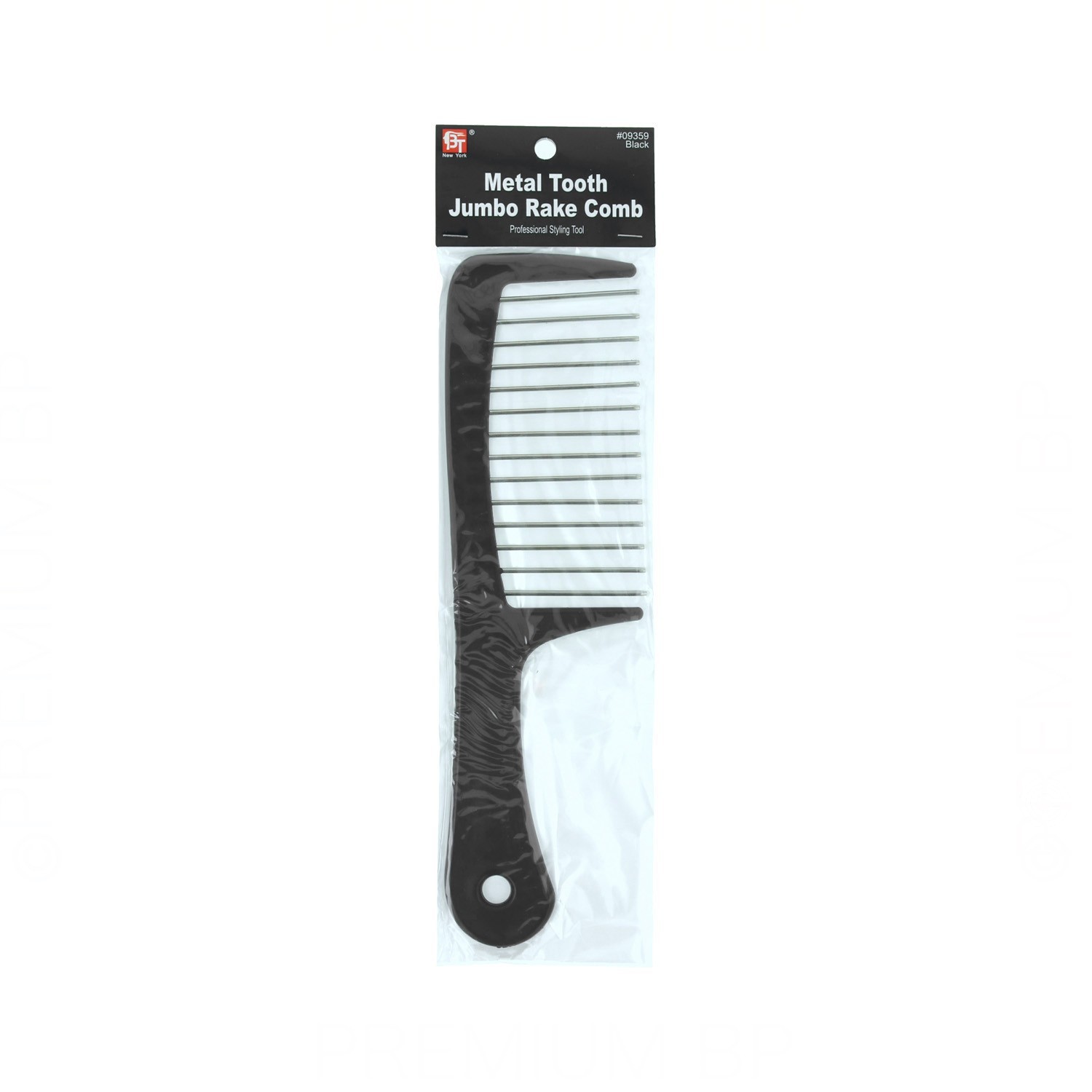 Beauty Town Pettine Professionale Jumbo Rake Comb Metallo Tooth Nero (09359)