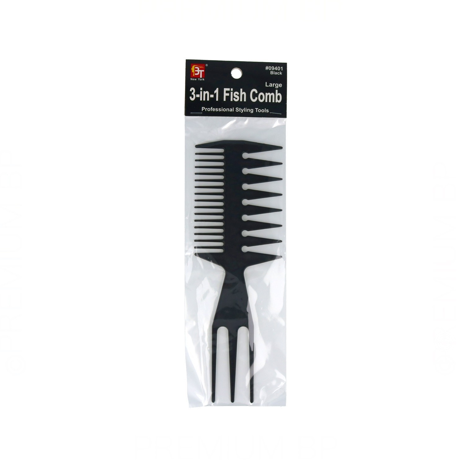 Beauty Town Pettine Professionale 3-In-1 Fish Comb Large Nero (09401)