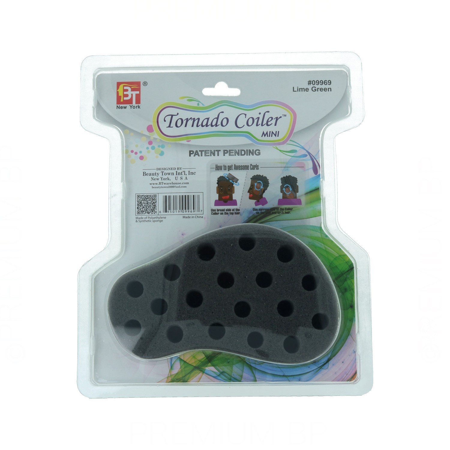 Beauty Town Tornado Coiler Mini Cepillo Esponja Verde Lima 10mm (09969)