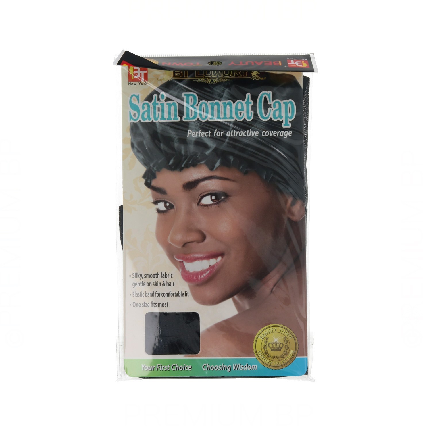 Beauty Town Luxury Satin Bonnet Cap Negro (21215)