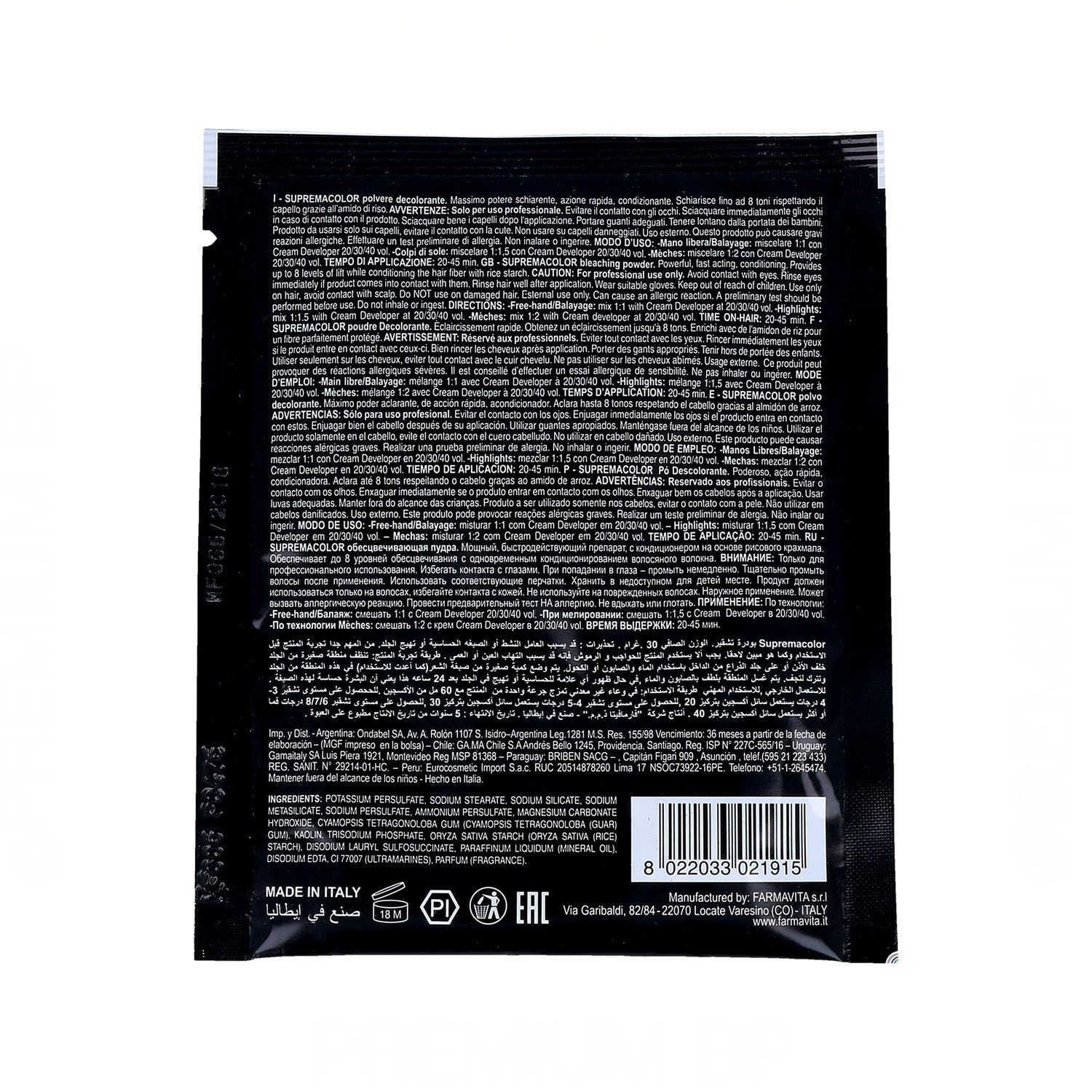 Farmavita Suprema Bleaching Polvo Decolorante Azul 30 gr