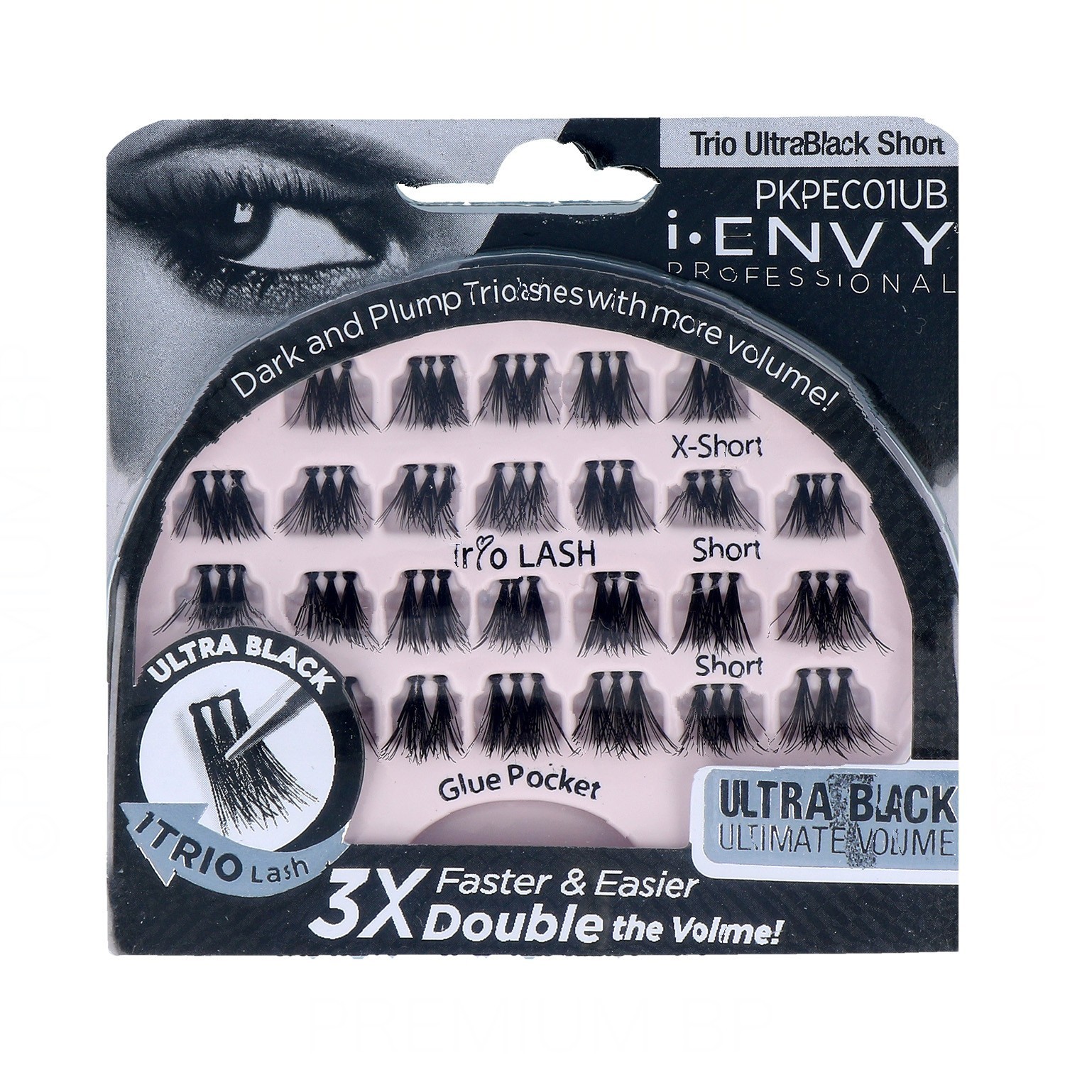 I Envy Individuale Lash/Ciglio Pro Trio Ultra Nero Corto (Pkpec01Ub)