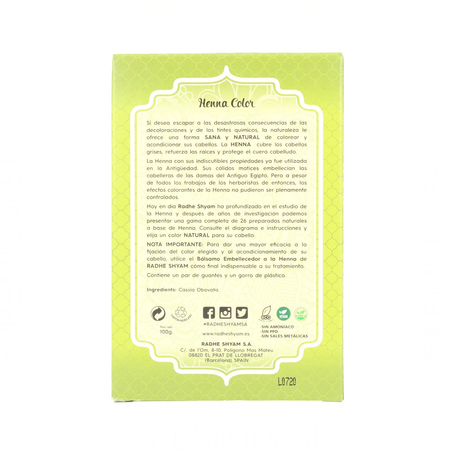 Radhe Shyam Henna En Polvo Neutro 100 gr