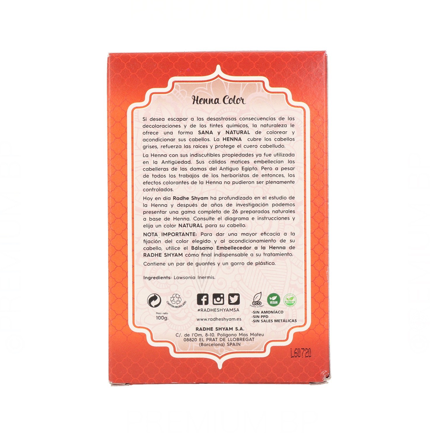 Radhe Shyam Henna Poeira Cobre Natural 100 gr