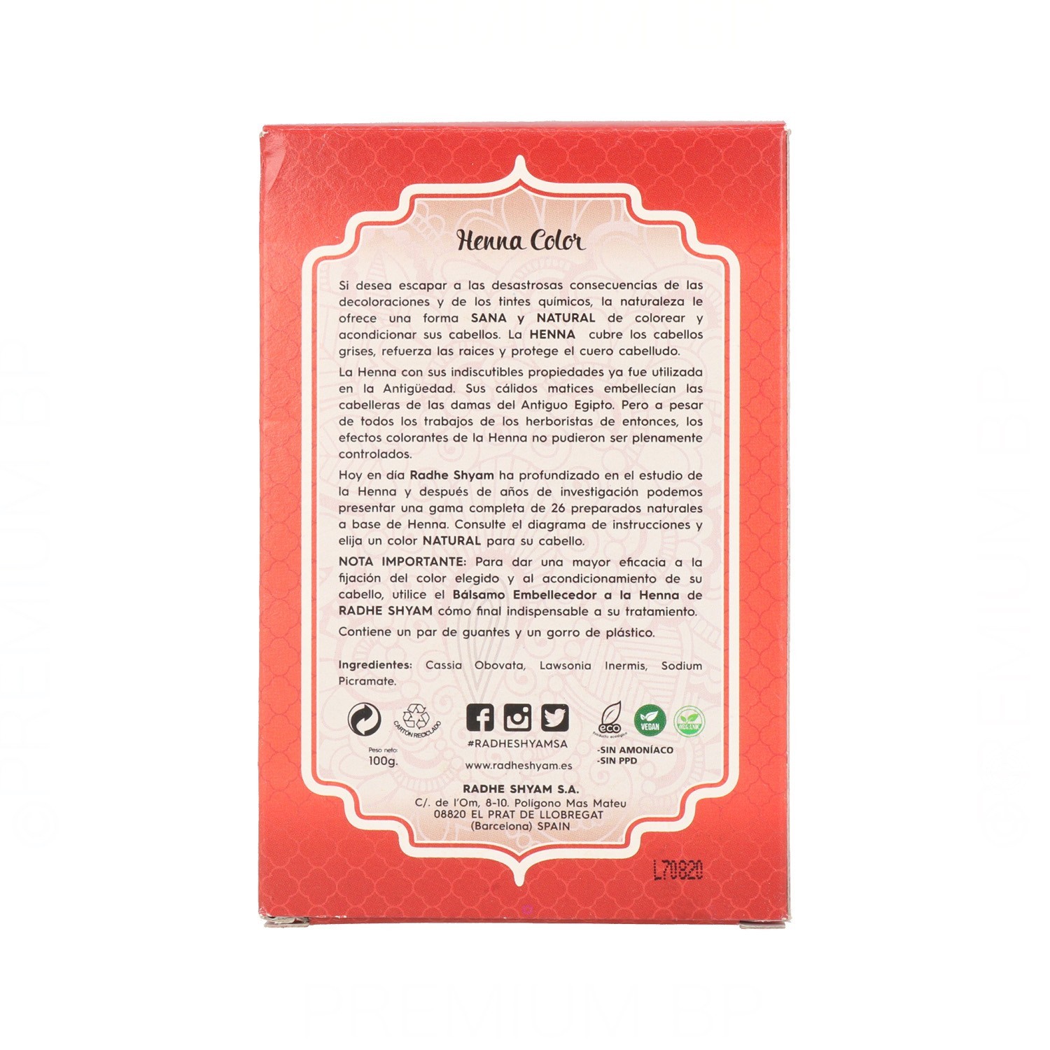 Radhe Shyam Henna Poeira Mogno 100 gr