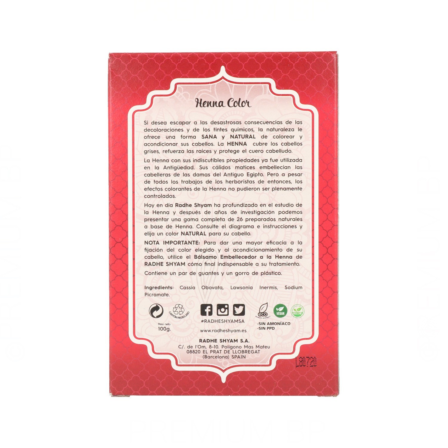 Radhe Shyam Henna Poeira Mogno Escuro 100 gr