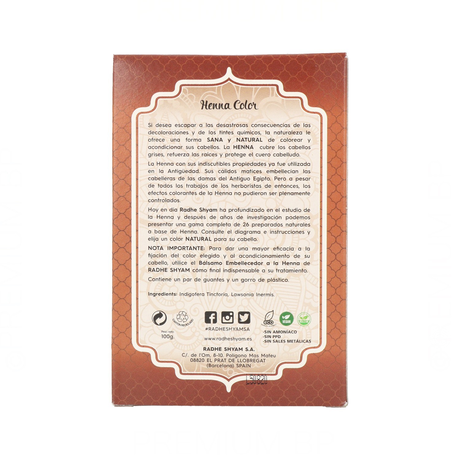 Radhe Shyam Henna Poeira Castanho Escuro 100 gr