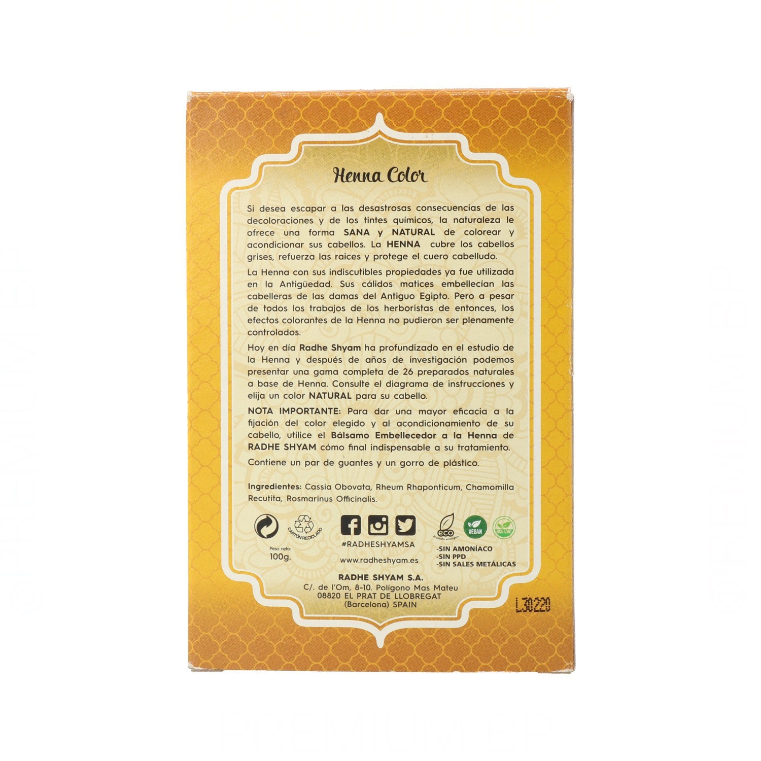 Radhe Shyam Henna Polvere Biondo D'Oro 100 gr