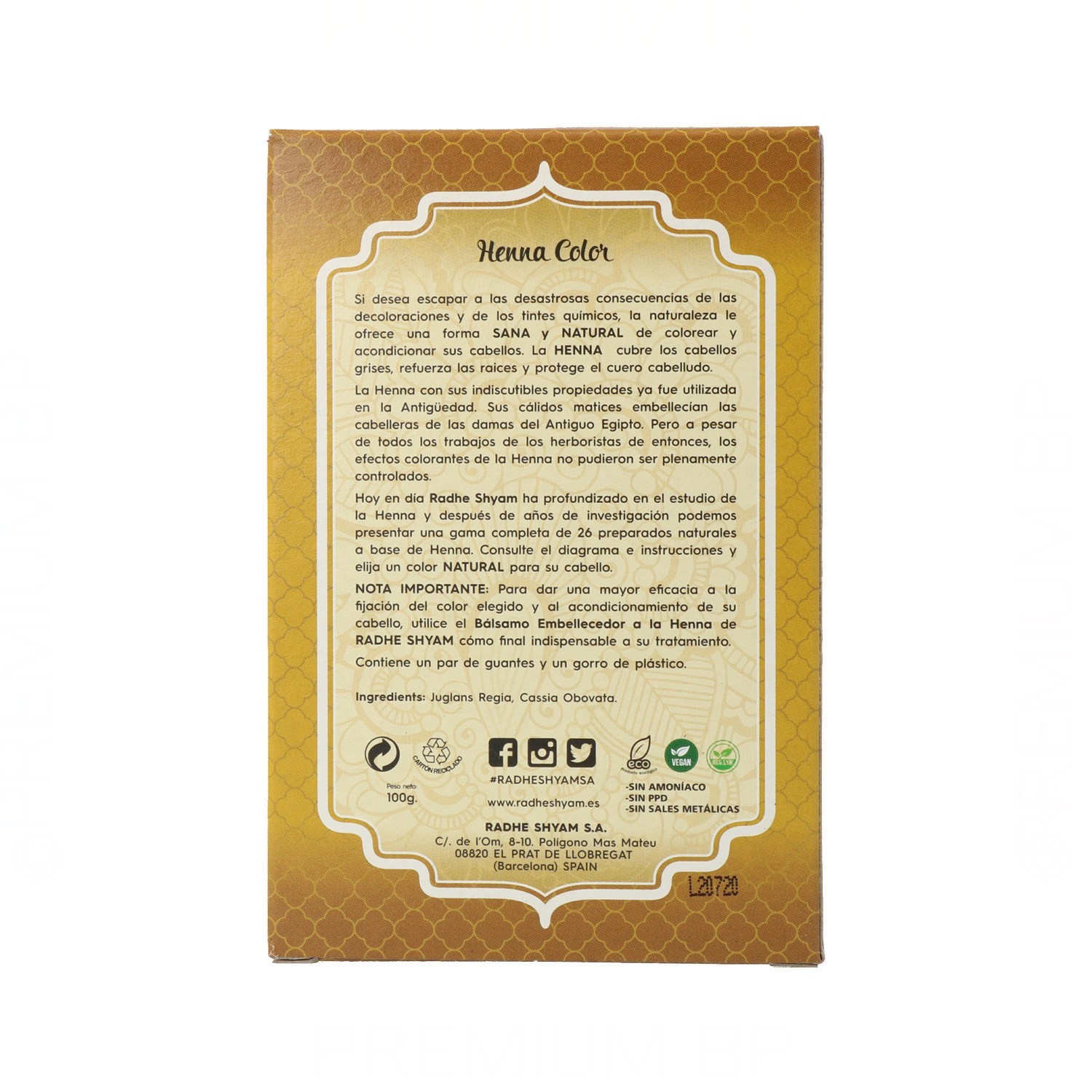 Radhe Shyam Henna Poeira Louro Cinza 100 gr