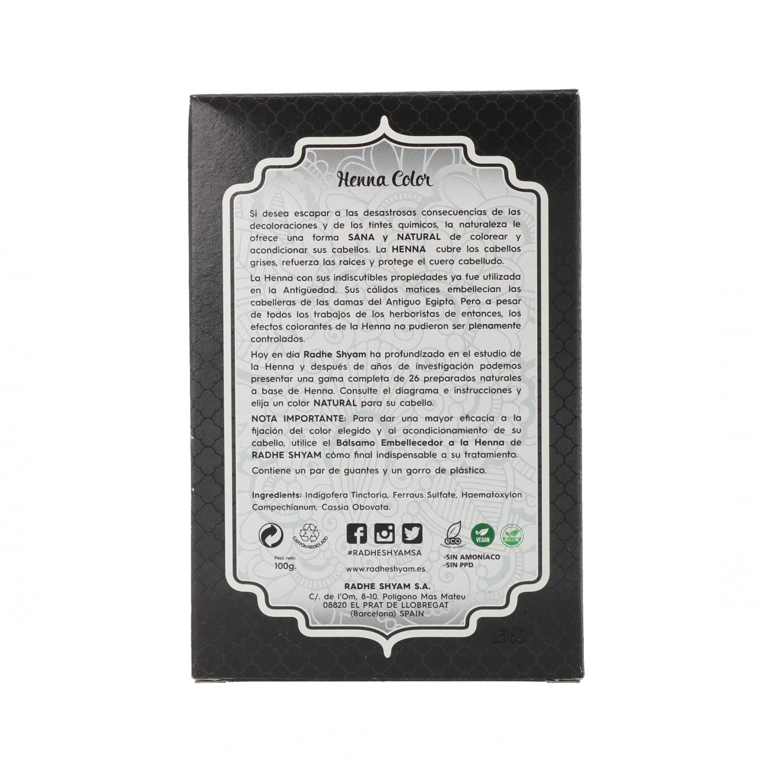 Radhe Shyam Henna En Polvo Negro 100 gr