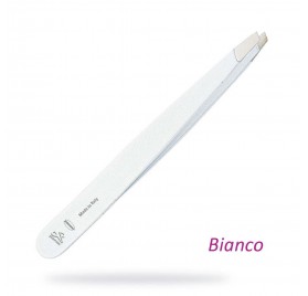 Pinza Premax bianca in acciaio inossidabile punta obliqua 9 cm