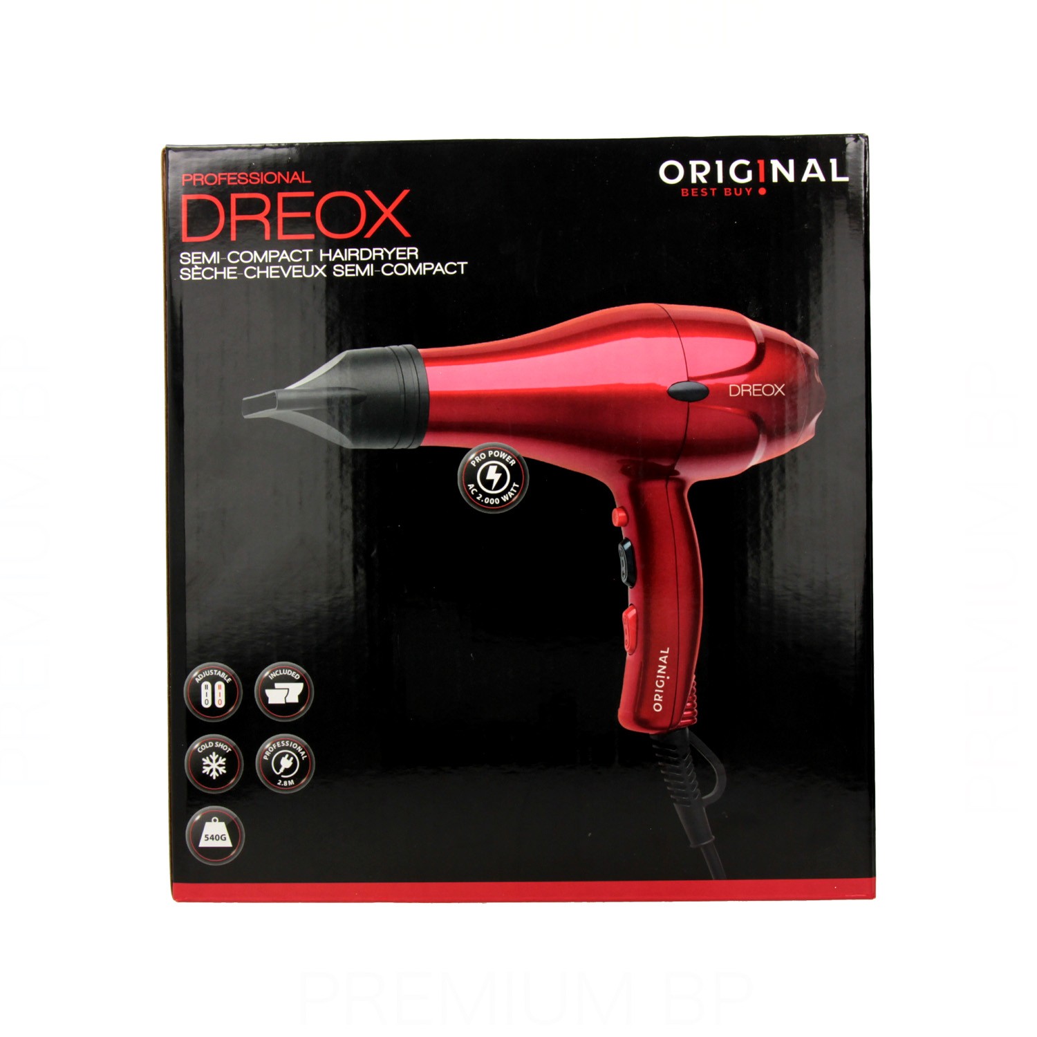 Sinelco Original Dreox Secador de Cabello Rojo 2000 W