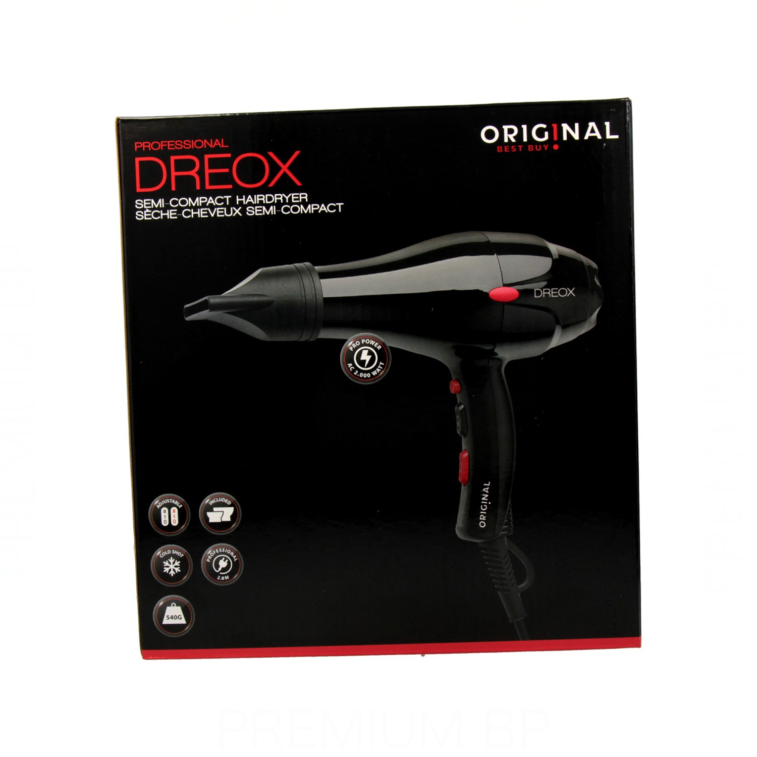 Sinelco Original Dreox Secador de Cabello Negro 2000 W