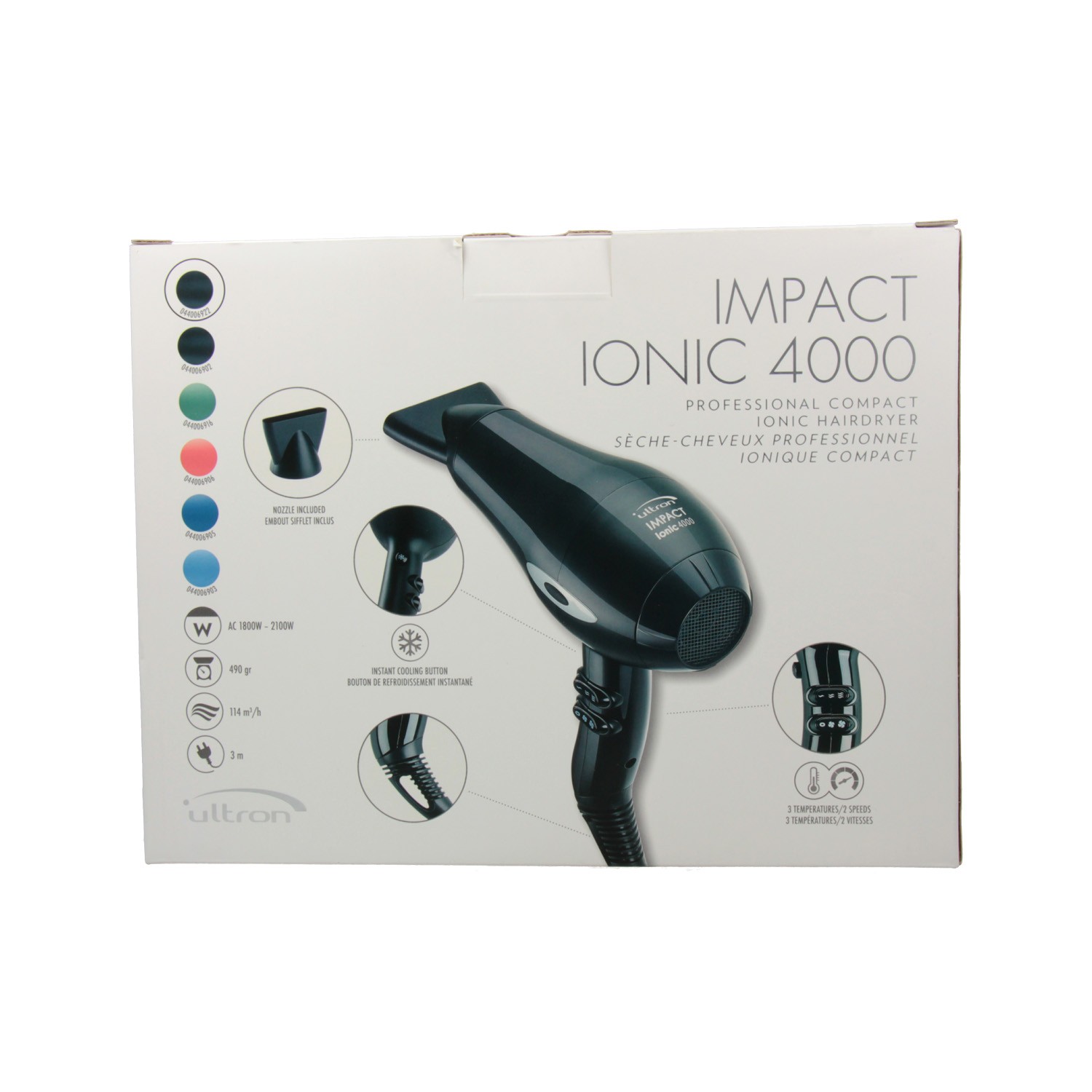 Sèche-cheveux Sinelco Ultron Impact Ionic 4000 Noir