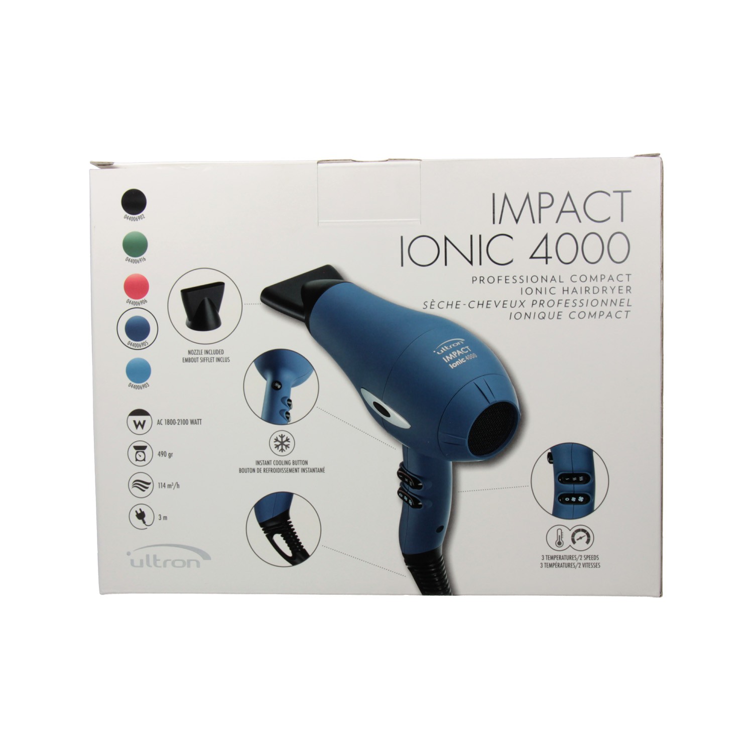 Secador de cabelo Sinelco Ultron Impact Ionic 4000 Azul marinho