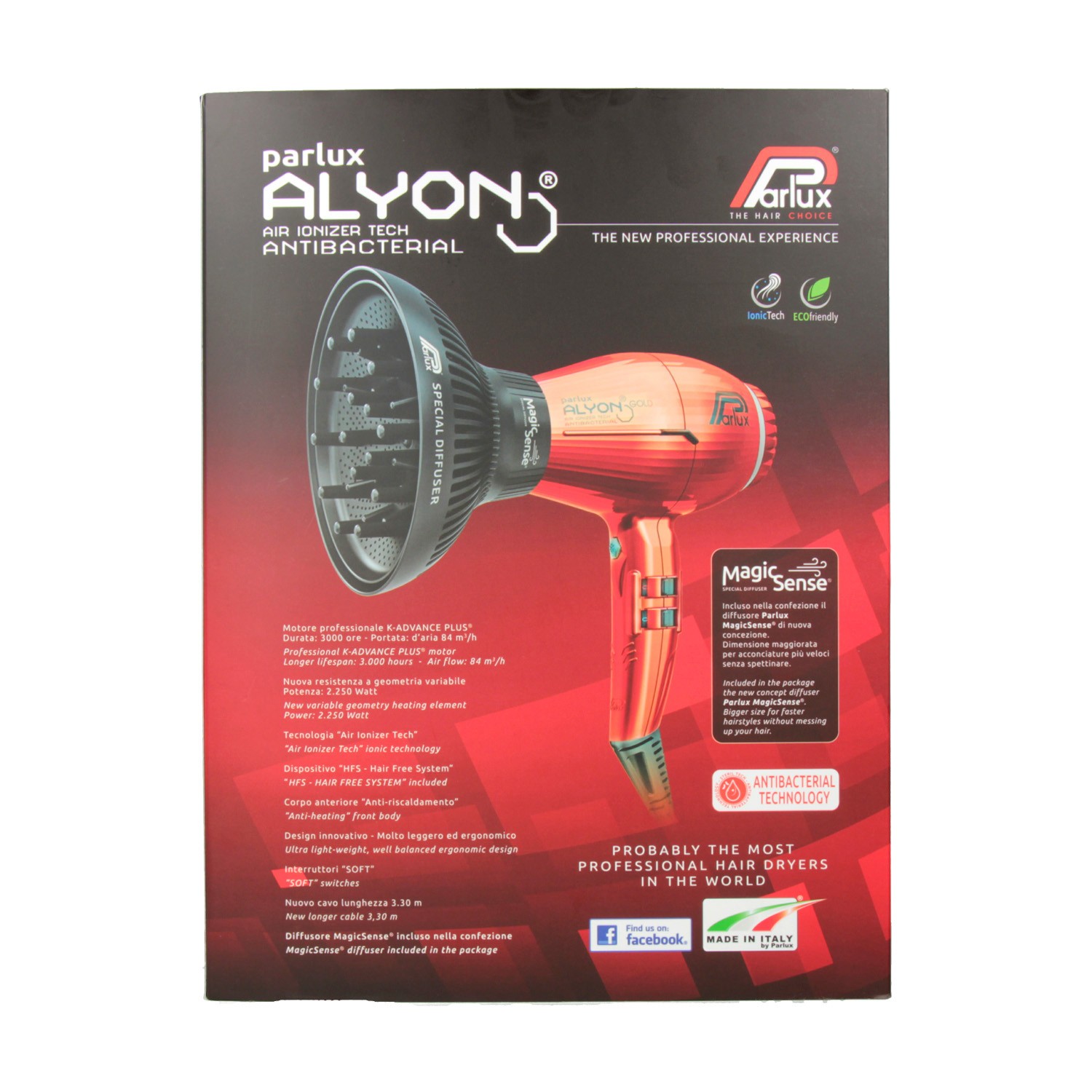 Parlux Alyon Secador Rojo Noche + Difusor Magicsense