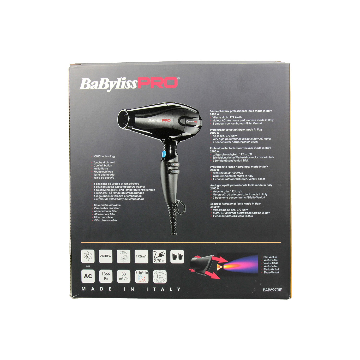 Babyliss Secador Caruso Negro 2400W