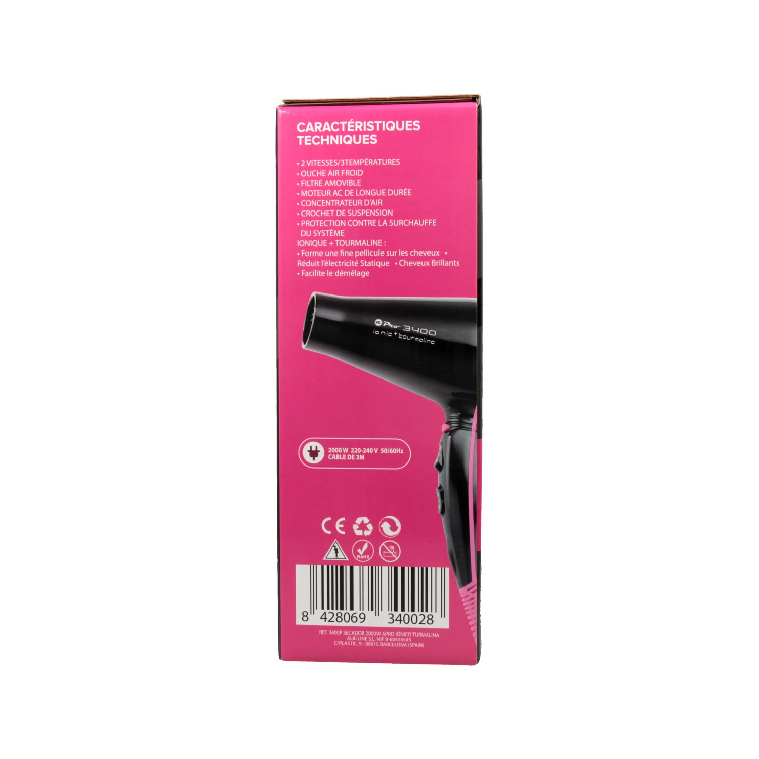 Albi Hair Dryer Ionic Tourmalina Pink