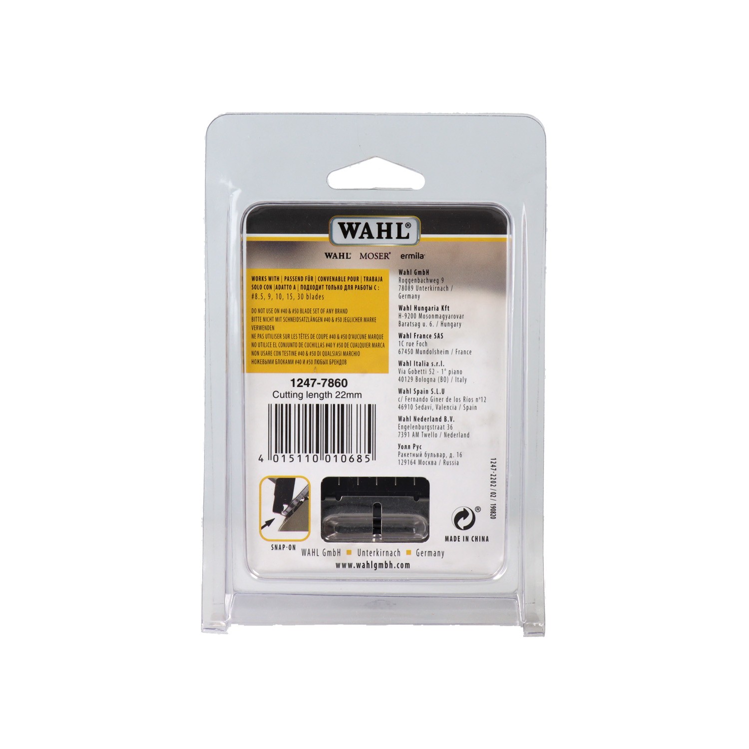 Moser/Wahl Peine Metálico Nº-7 22Mm 7/8" (1247-7860)