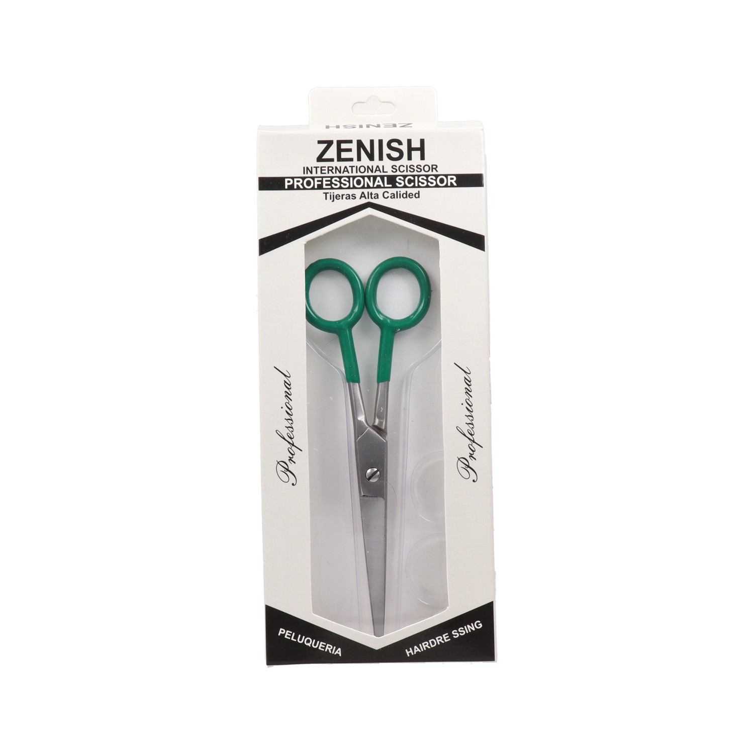 Zenish Ciseaux Professionnels Métal Argent Vert Manche 7"