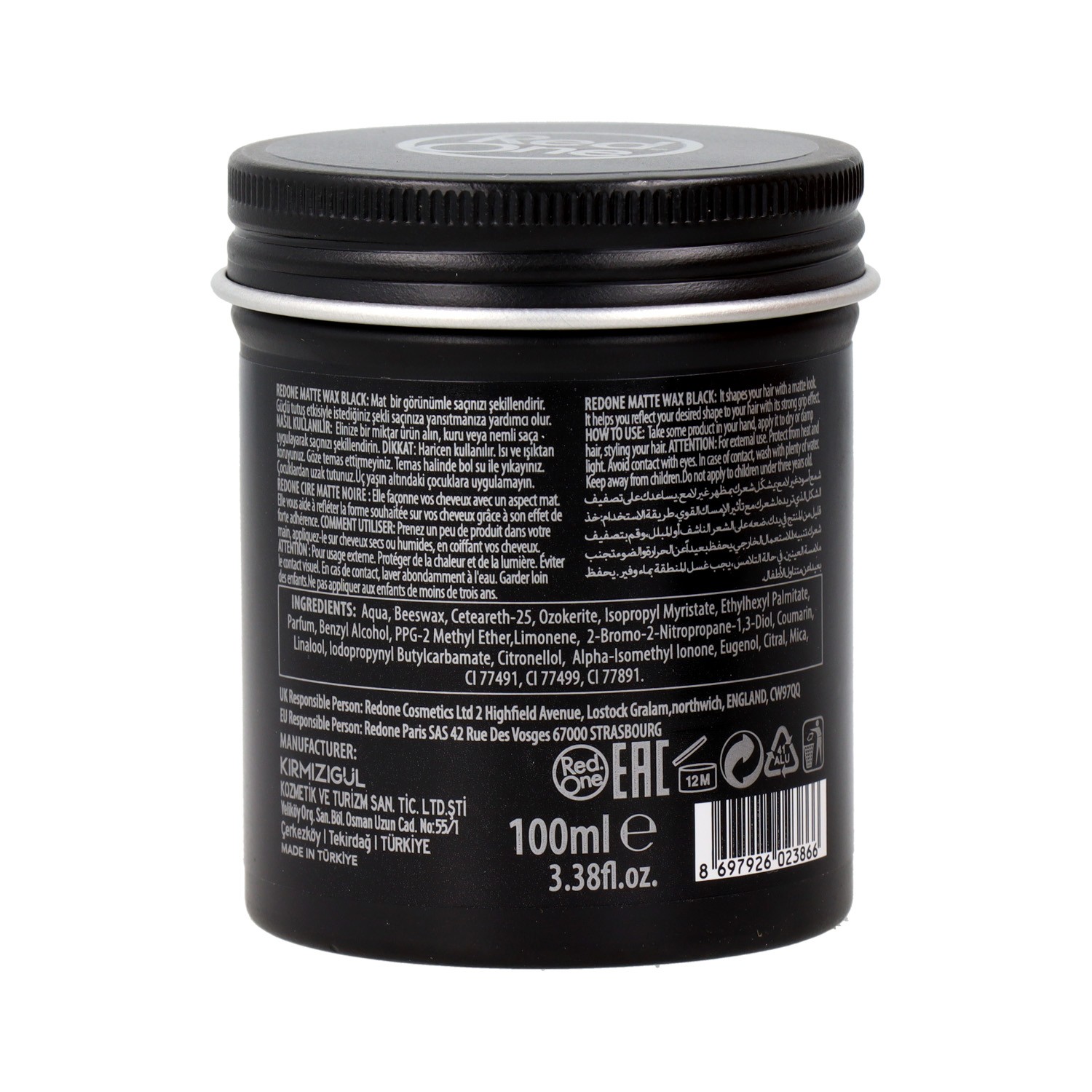 Red One Matte Hair Wax Black 100 ml