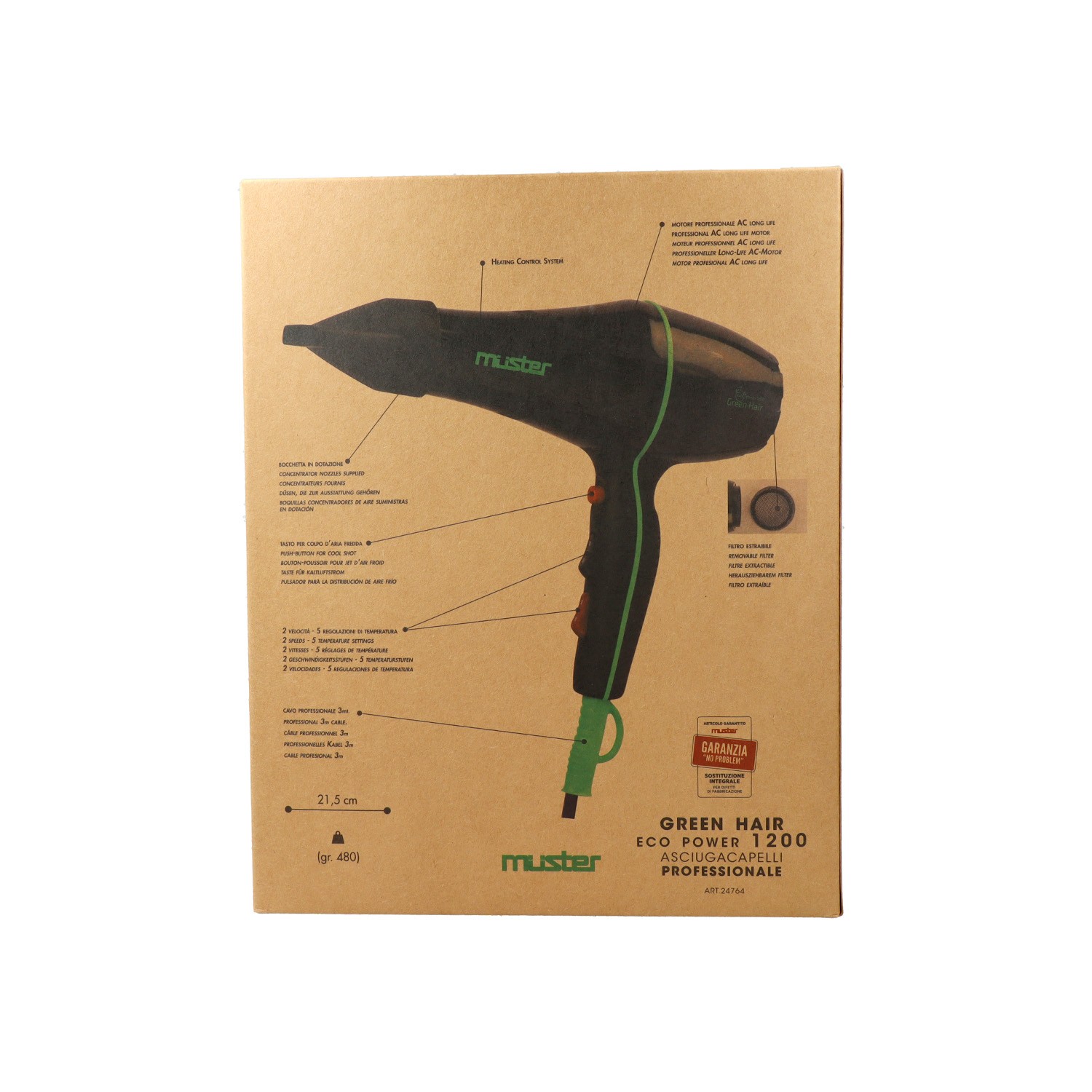 Muster Asciugacapelli Green Hair Eco Power 1200W