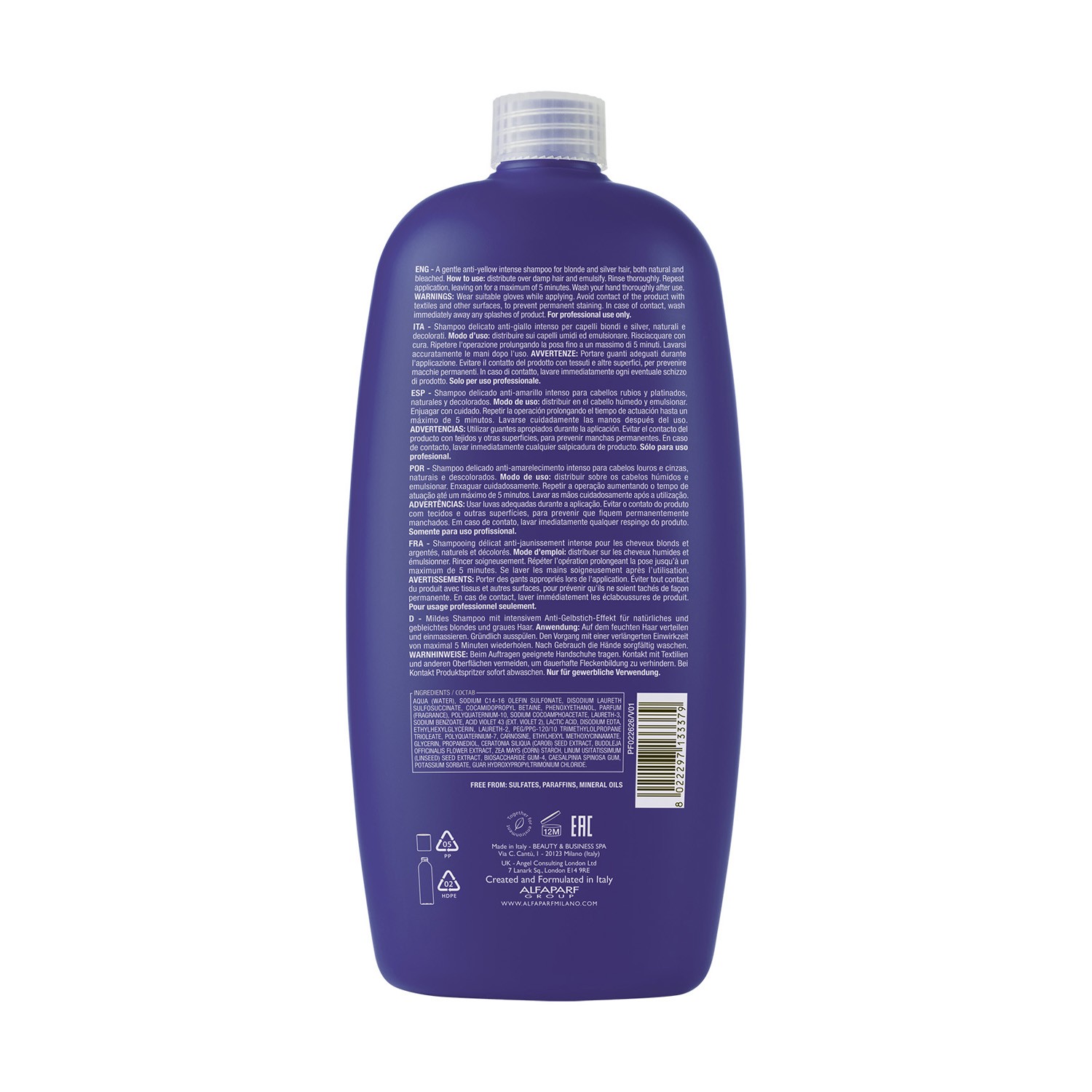 Alfaparf Semi di Lino Blonde Champú Delicado Anti-Amarillo Intenso 1000 ml