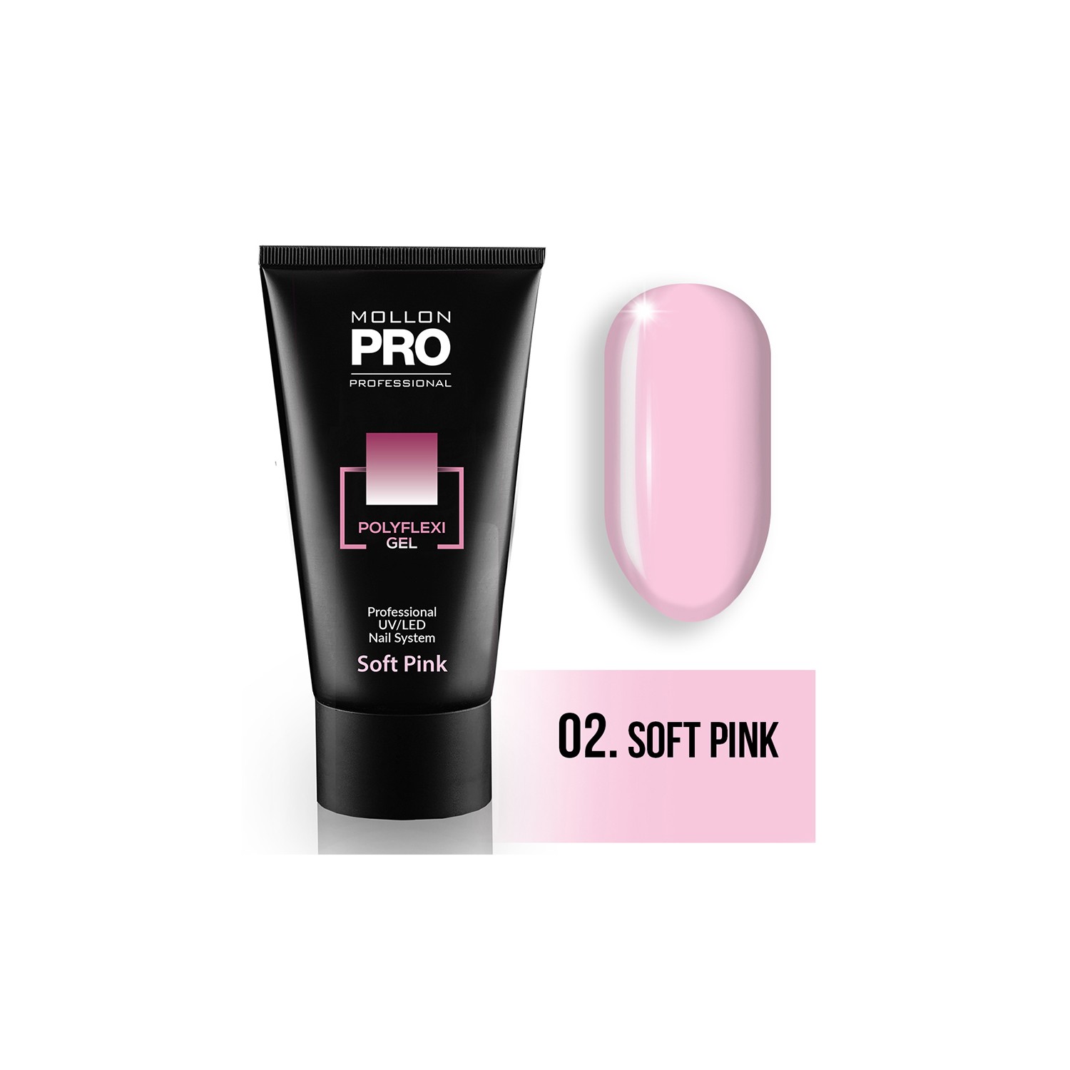 Mollon Pro Polyflexi Gel color Soft Pink 02 60ml Mollon Pro Polyflexi Gel color Soft Pink 02 60ml