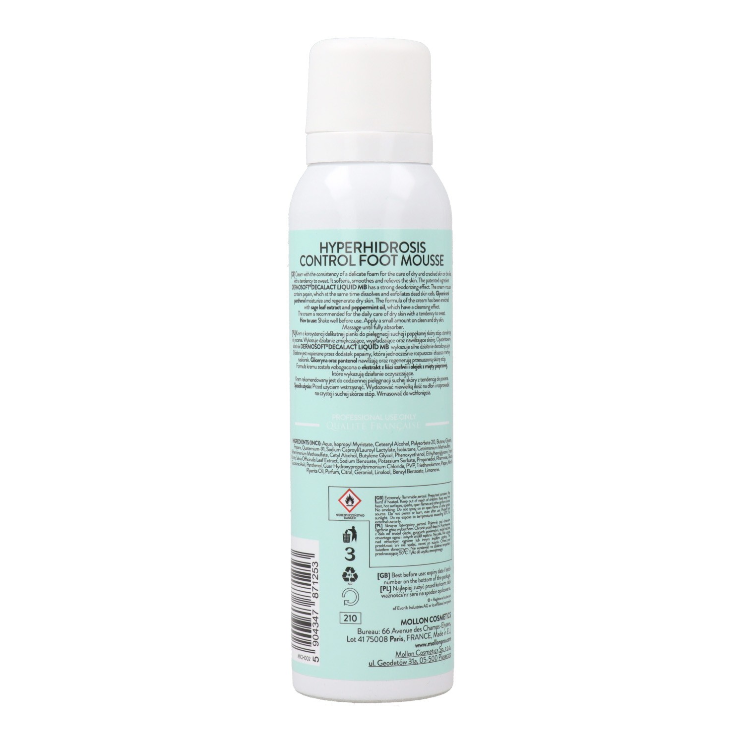 Mollon Pro Hyperhidrosis Control Mousse para Pés Anti Suor Espuma Crema