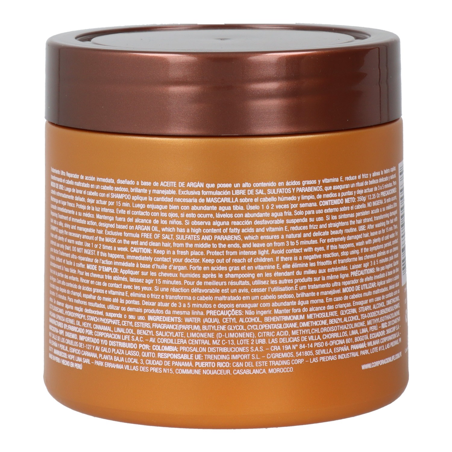 Máscara de Argan Placenta Life Be Nat Nutri Repair 350 gr