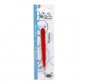 Pince à épiler Premax en acier inoxydable pointe droite couleur rouge 9 cm