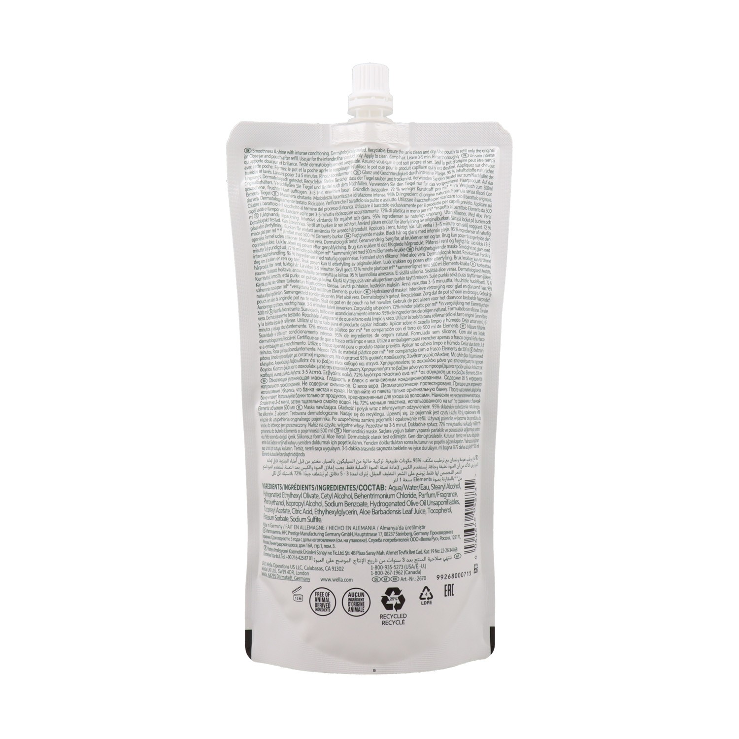 Wella Elements Renewing Refill Pouch Hidratante Mascarilla 500 ml