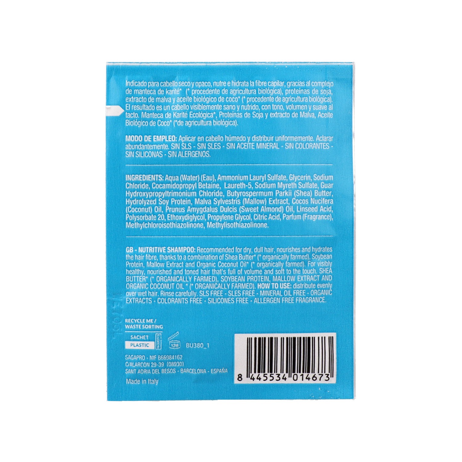 Shampooing Nutritif Pure Green Sachet 10 ml