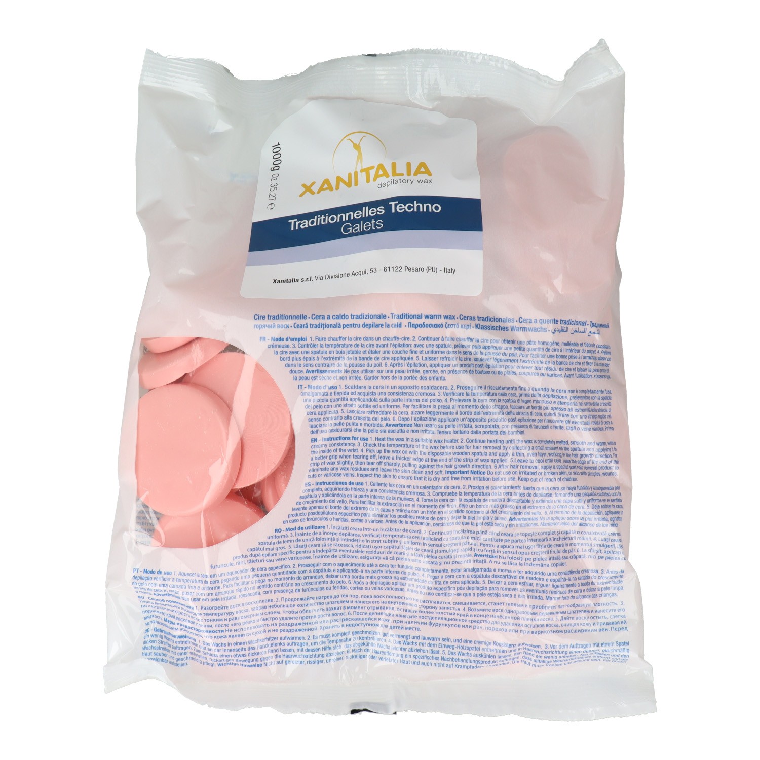 Disques de cire chaude rose Idema 1 kg.