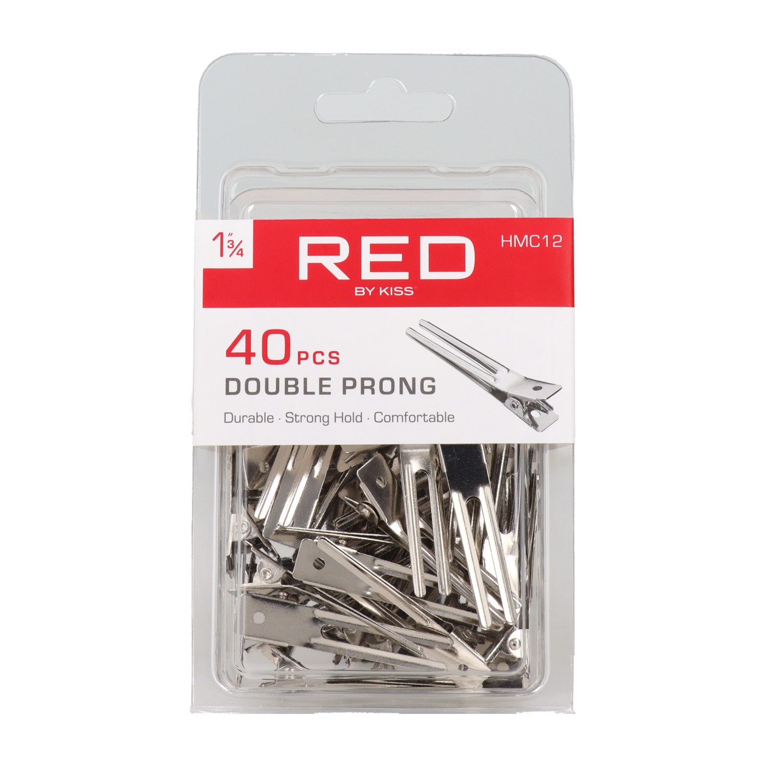 Red Kiss Double Prong Clip 1 3/4" 40 Pieces Clips