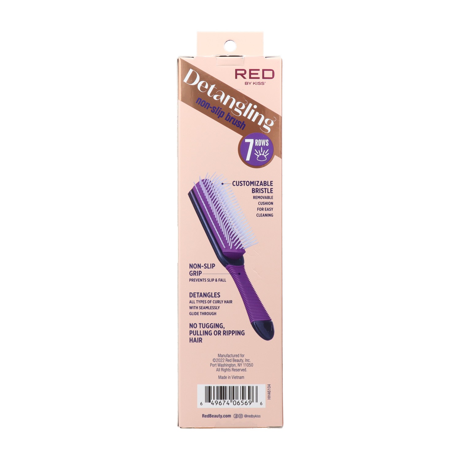 Red Kiss 7 Row Detangle Brush Purple Cepillo