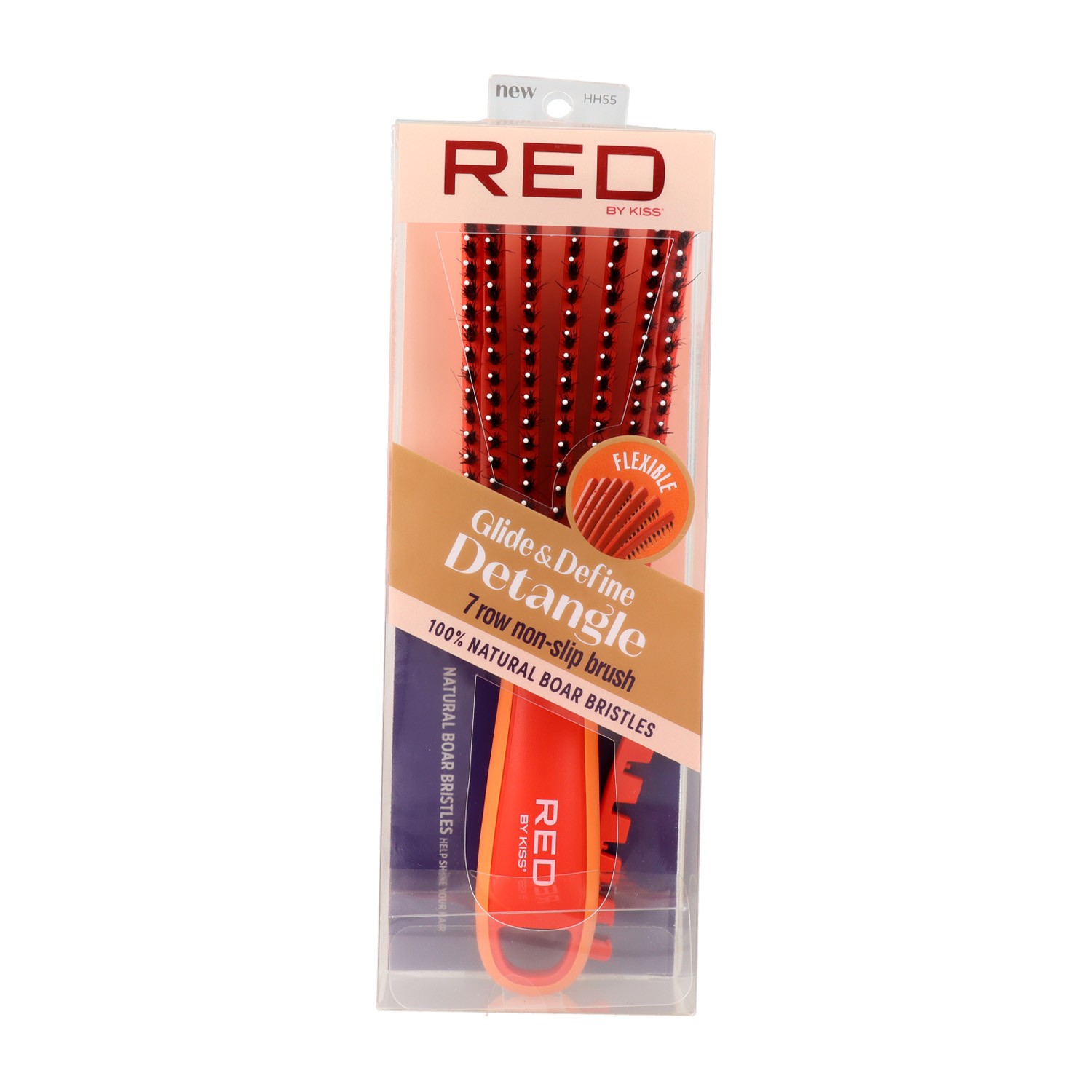 Red Kiss Ez Glide Detangling Brush Boar Orange Brush