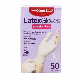 Red Kiss Powder Free Latex Gloves L 50 Piezas Guantes