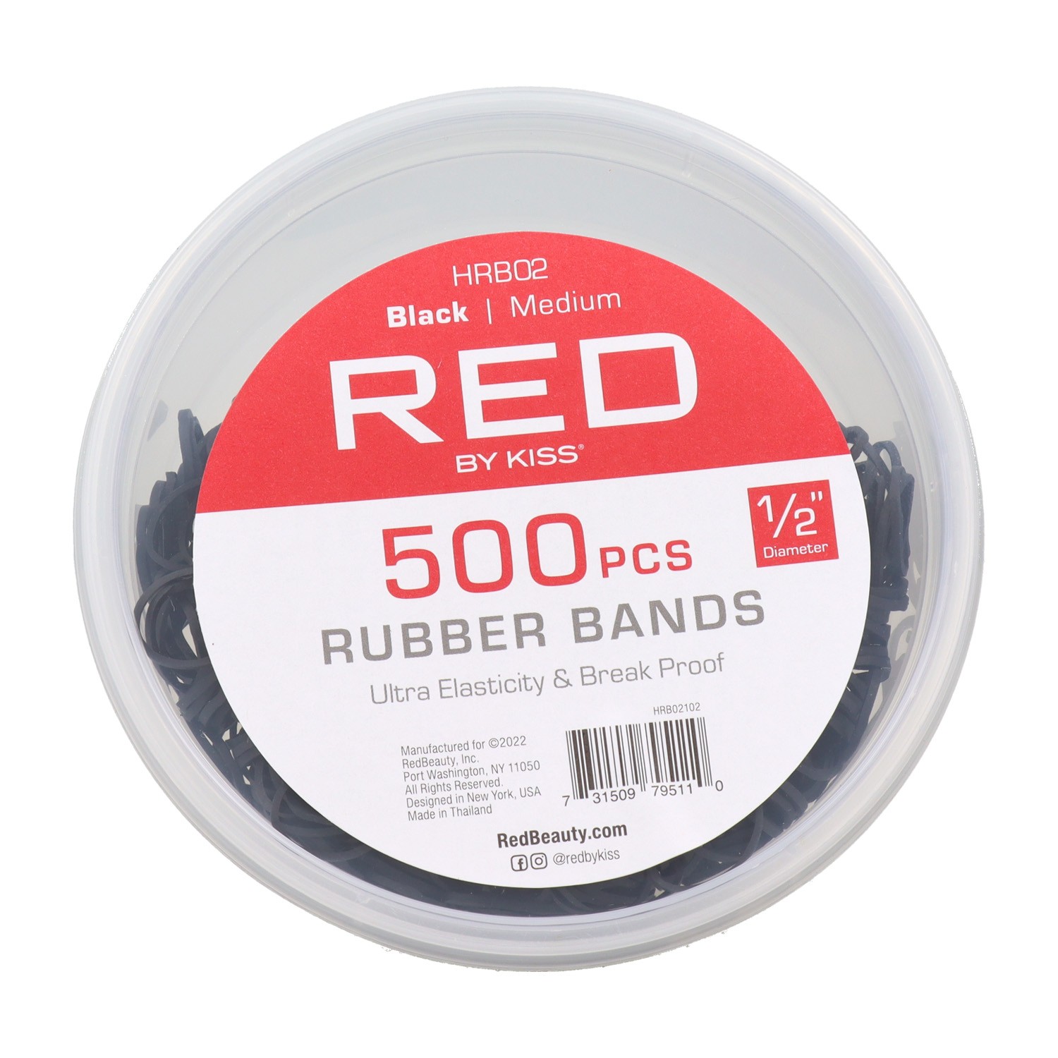 Red Kiss Rubber Band Medium 500 Piezas Gomas De Cabello