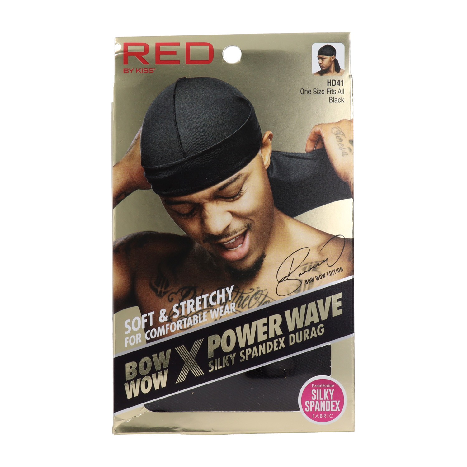 Red Kiss Power Wave Silky Spandex Durag Black Capa De Cabello