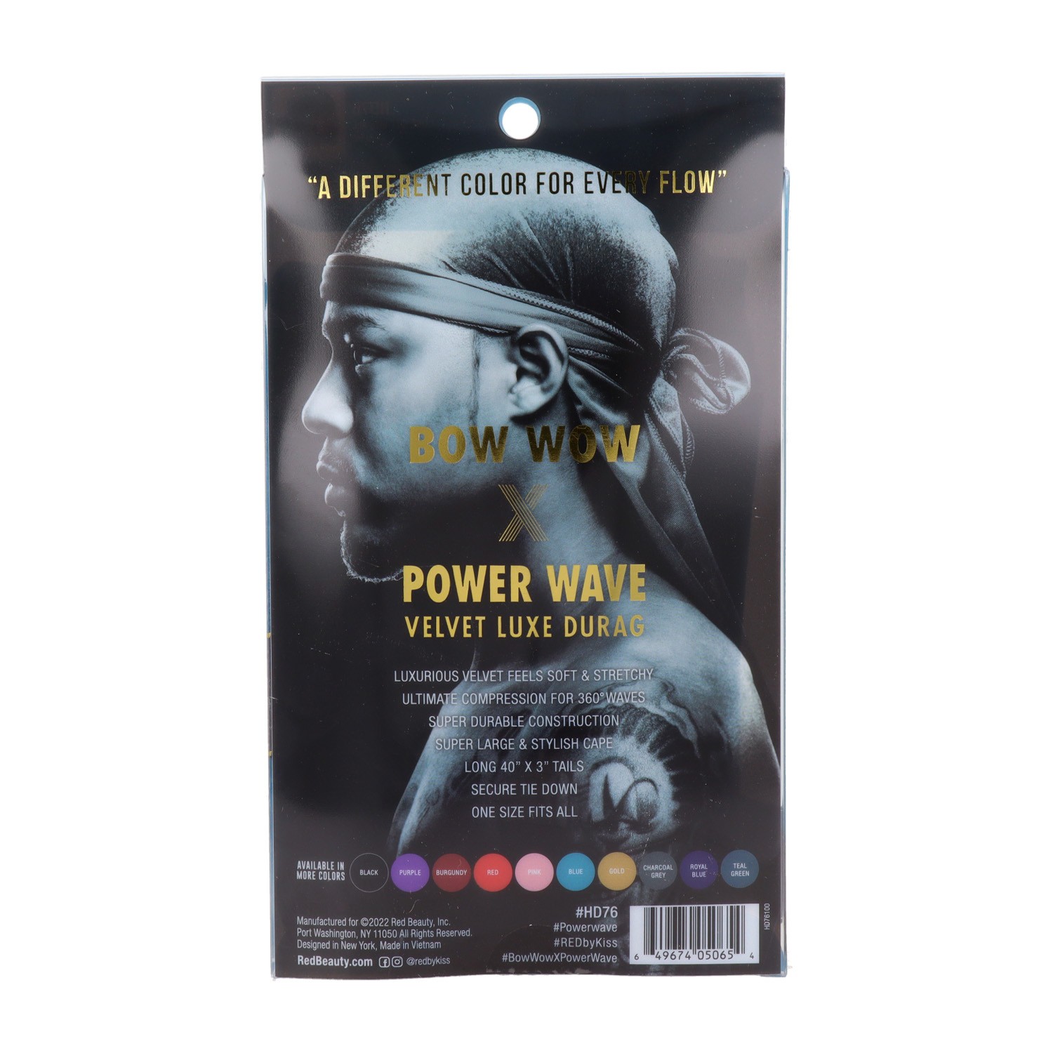 Red Kiss Power Wave Velvet Durag Blue Capa De Cabello